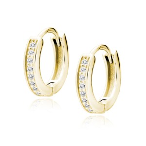 Cercei rotunzi argint placati cu aur galben Ø12 mm x 2 mm cu pietre DiAmanti Z2099DEG_W-DIA (Argint 925‰ 1,3 g.)